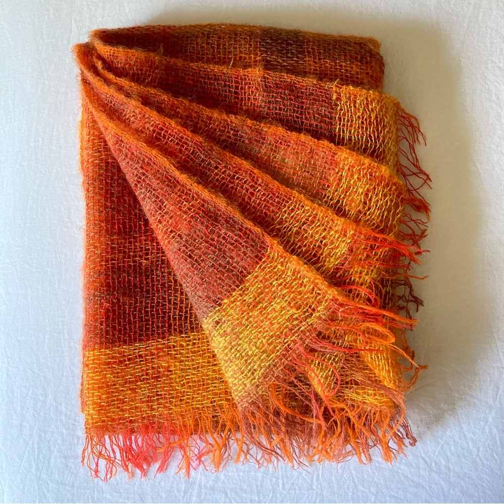 Vintage wool mohair Scottish plaid Heather Weave afghan throw blanket shawl - Picture 2 of 12